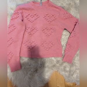 Soft pink bobble heart sweater